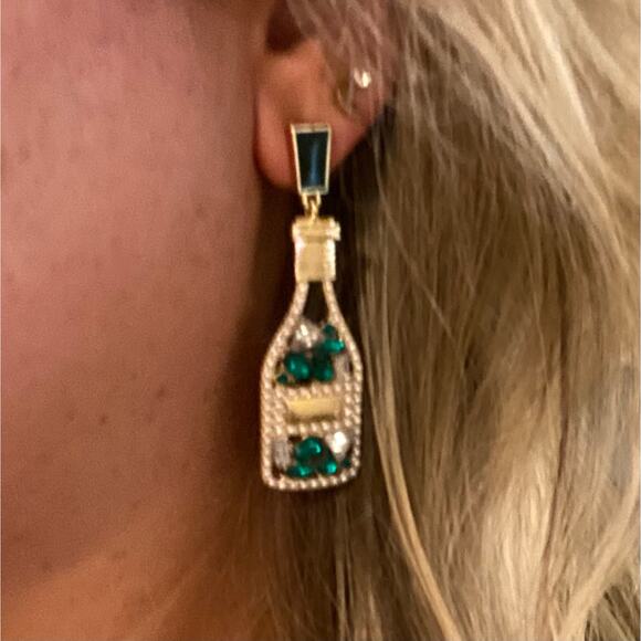 Crystal Champagne Bottle Earrings - Picture 3 of 4